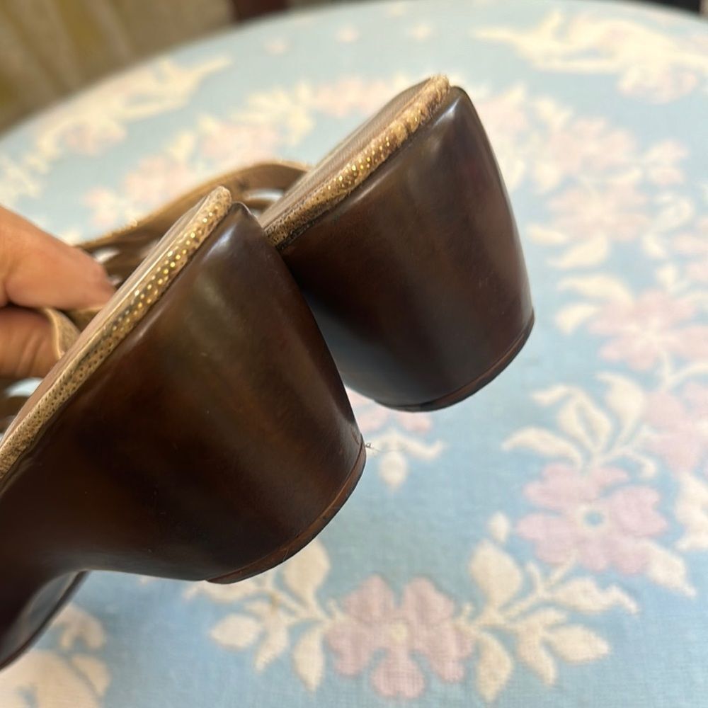 Stuart Weitzman Boho Metallic Gold Clog Style Wed… - image 5